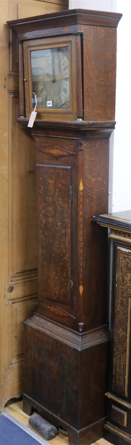 Joseph Thompson of Cirencester. A mid 18th century oak 30 hour longcase clock H.192cm